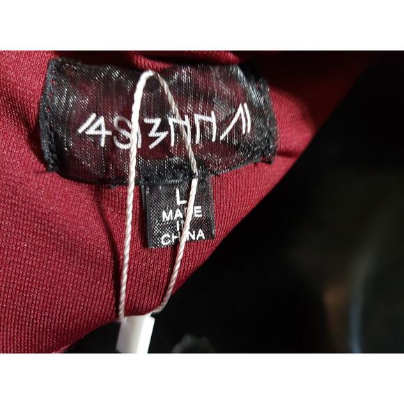 House of Wallace Bodycon Dress Women's Large Red Stretch Back Zip Square Neck - Picture 2 of 14